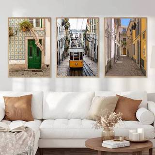 Ý City Blue Beach Lisbon New York odern Tối Giản Poster Không Khung Tranh Canvas Cho Phòng Khách Trang Trí Nhà