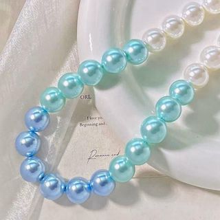 [N1135] Vòng Cổ, Dây Chuyền Mix Ngọc Nhân Tạo Hạt Lớn 16li Trắng Xanh Nhạt Trẻ Trung Cho Nữ - DAISYN