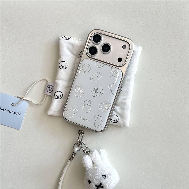 Ốp điện thoại chất liệu nhựa Epoxy họa tiết thỏ cho iPhone 17 Pro max 16 Pro max