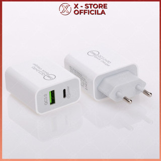 Củ sạc nhanh 2 cổng PD 20W và QC 3.0, adapter sạc Type C và USB, sạc đồng thời 2 điện thoại - CS2C20W