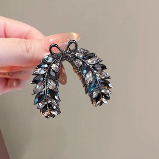 MAUROPOLI Kẹp tóc tai lúa mì pha lê cao cấp hình chữ V, chống rơi, phong cách sang trọng