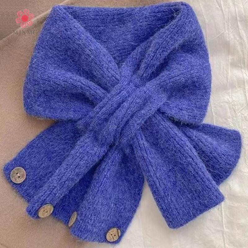 Khăn Dệt Kim Cổ Bảo Vệ Màu Trơn Chữ Thập, Ấm Áp Cho Phụ Nữ