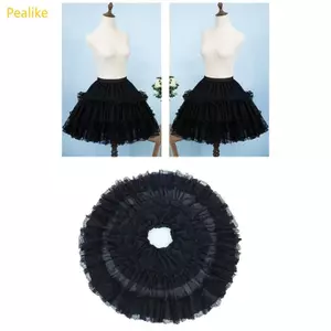 Pealike Nữ Co Giãn Eo 2 Vòng Petticoat Ruffle Ren Ngắn Nửa Trượt Underskirt