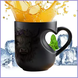 Cốc đổi màu 400ml Gốm Bò Tay Cầm Trái Tim Mới Lạ Drinkware Cà Phê Du Lịch Cốc Trà Whisky Bia mueadsyvn