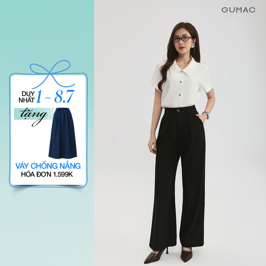 Quần Tây Nữ GUMAC Form Suông Thiết Kế Xếp Li Tôn Dáng Thanh Lịch QG03011