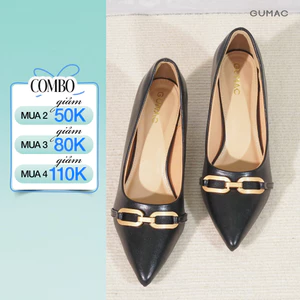 Giày Cao Gót Nữ GUMAC Mũi Nhọn Phối Khóa Kim Loại Thanh Lịch Sang Trọng GF04058