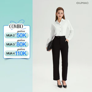 Quần Ống Đứng Nữ 95cm GUMAC Quần Tây Lưng Cao Quai Dê Chất Tuyết Mưa Công Sở Cạp Cao LQF0626