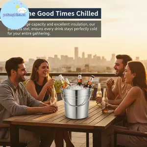 Pufangbliss Nhẹ Thép Không Gỉ Ice Buet Dễ Dàng Mang Theo Đồ Uống Làm Mát Cho Thanh KTV Đi Bộ Đường Dài Cắm Trại Đảng VN