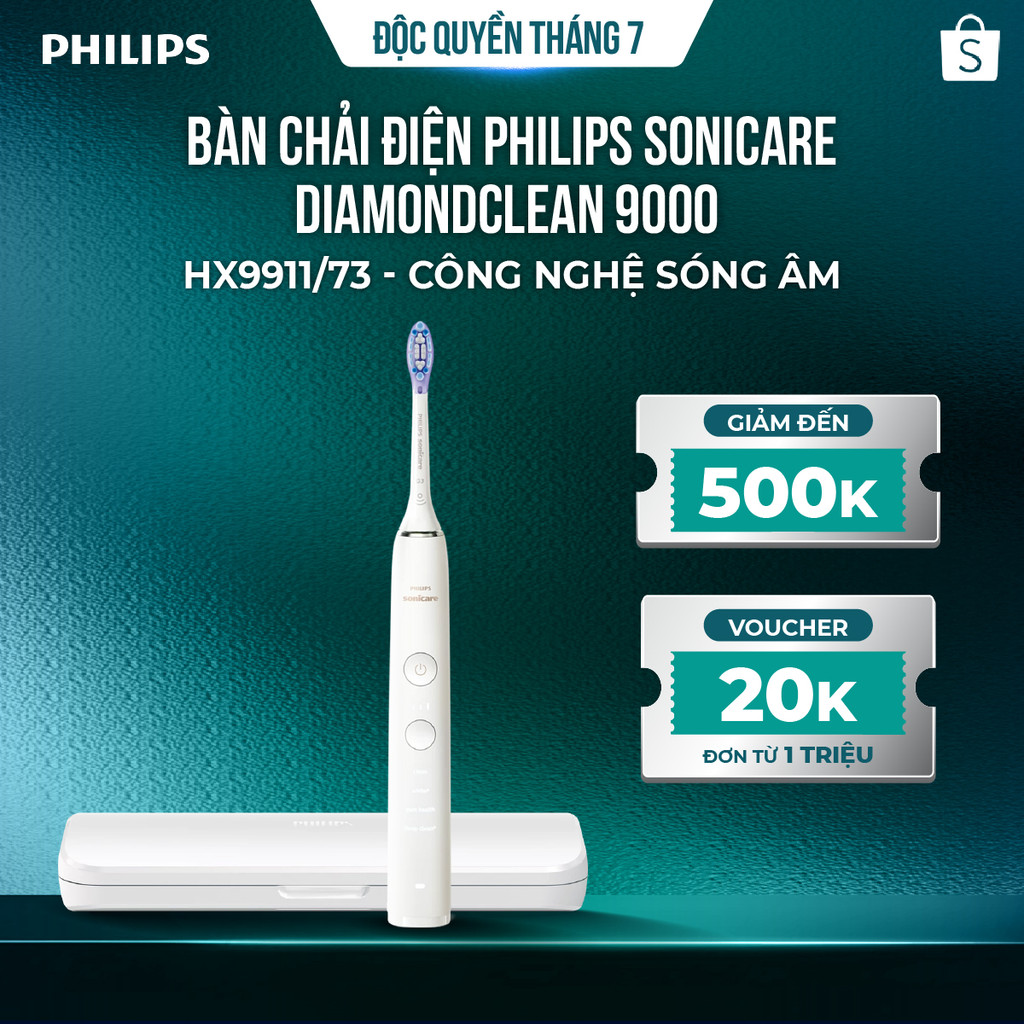 Bàn chải điện Philips Sonicare HX9911 DiamondClean 9000 – công nghệ sóng âm, bảo vệ nướu