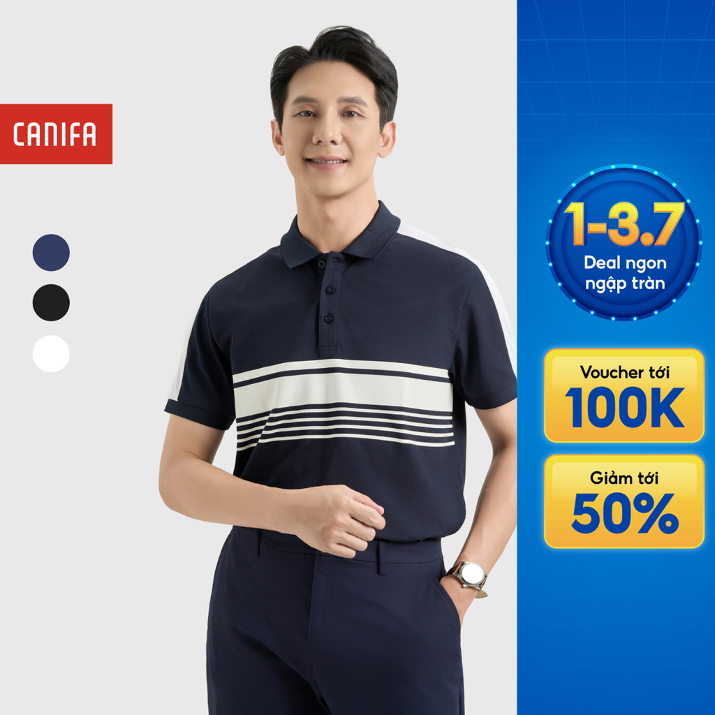Áo polo nam CANIFA cổ bẻ cộc tay phối màu 8TP25S002