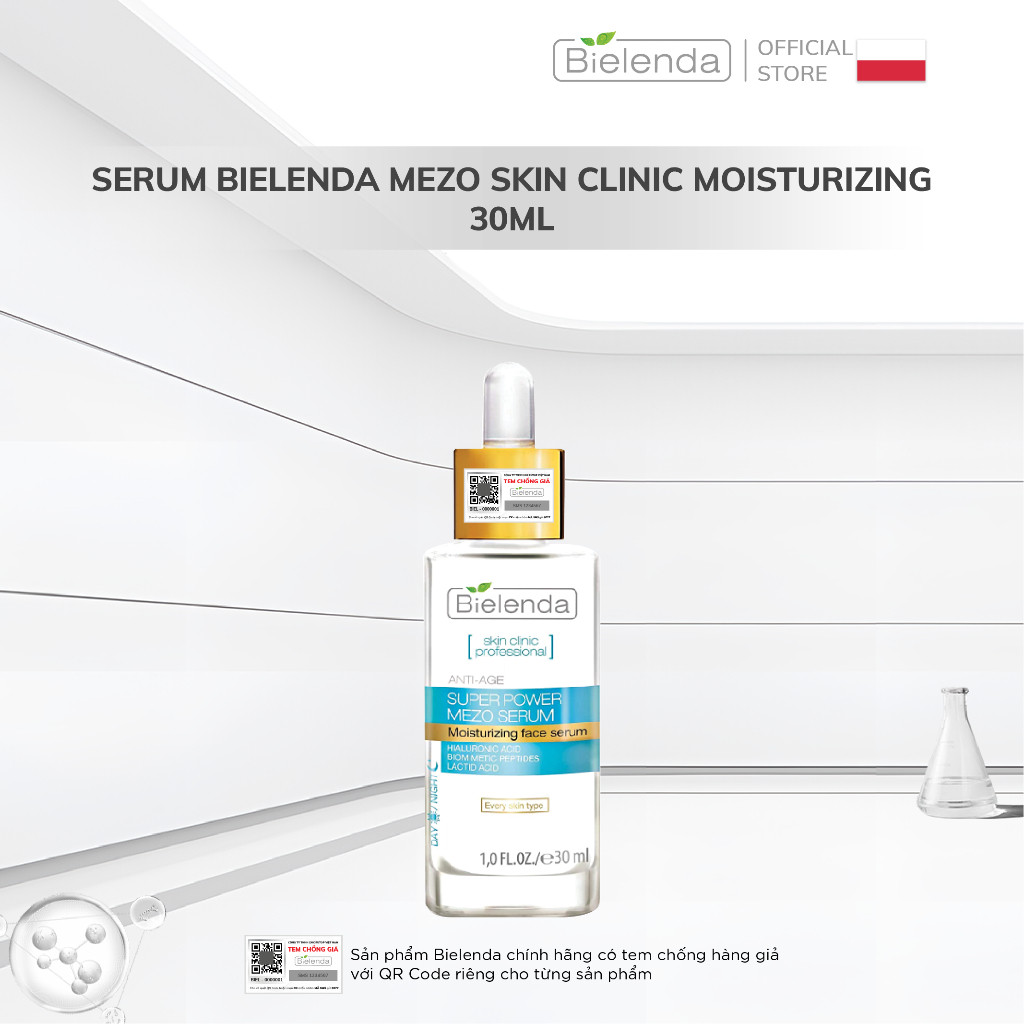Serum Bielenda Skin Clinic Moisturizing cấp nước, dưỡng ẩm, làm da căng bóng 30ml