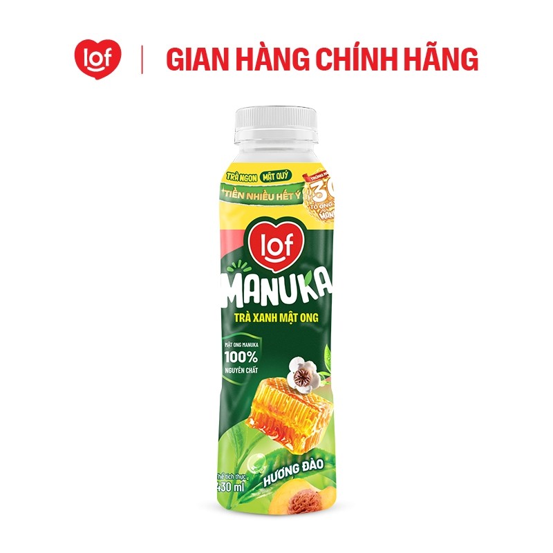 Trà xanh mật ong LOF Manuka hương đào thùng 24 chai x 430ml