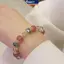 MAKY Thời Trang Tự Nhiên Dâu Pha Lê Vòng Tay Nữ Ánh Sáng Sang Trọng Dây Màu Hồng Đính Hạt Co Giãn Lắc Tay Dự Tiệc Trang Sức Quà Tặng VN
