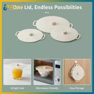 Bộ 3 nắp silicon BVY có tay cầm đôi Nắp nồi Lò vi sóng chịu nhiệt Vỏ chống vỡ có thể tái sử dụng cho bát đĩa Chảo.