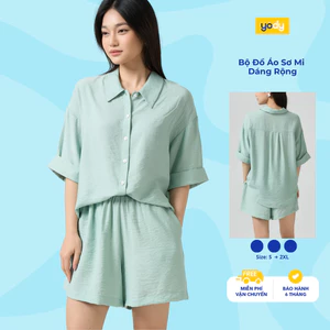 Bộ áo quần nữ YODY set áo sơ mi form rộng, quần short lưng chun, thoải mái, thoáng mát WCST25S033