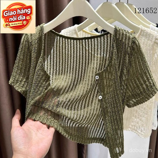 Giao hàng nội địa từ Việt Nam  Phong Cách Hàn Quốc Nữ Mùa Hè blazer Trắng Đen Tay Ngắn Shrug Ren Bolero filipiniana Áo khoác ngoài cardigan áo cho Nữ Đầm