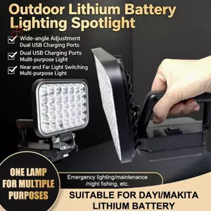 < WHPHous-t > Đèn pin LED sạc 3 / 4 Inch 120W Pin Li-Ion 21V Đầu ra USB kép Đèn pin sáng để đi bộ ban đêm Câu cá cắm trại đẹp