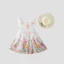 ✿ Váy xếp nếp hoa cho bé gái có mũ rơm không tay đeo vai xù trang phục ngày lễ mùa hè cho trẻ em