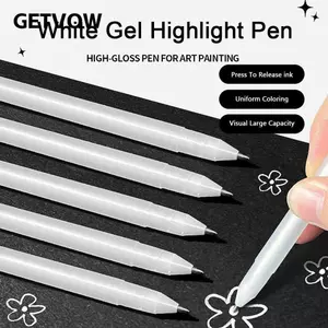 Bút đánh dấu màu trắng GETVOW, Bút Gel trắng mực dung tích lớn 1.0mm, Bút trắng đục chống thấm nước bền bỉ Phác thảo