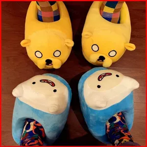 Thời Gian Phiêu Lưu Với Finn Jake Sang Trọng Dép Dành Cho Nữ Nhồi Bông Giày Mùa Đông Nhà Dép Mềm Không S