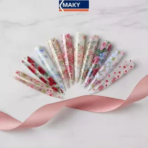 MAKY 10 Cuộn Hoa Móng Tay Nghệ Thuật Giấy Chuyển Hoa Hồng Bướm Thiết Kế Cho DIY Salon Làm Móng Tay Nhà Trang Trí Móng Tay VN