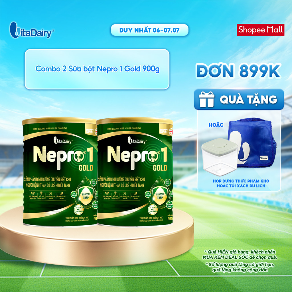 [COMBO 2 LON] Sữa bột Nepro 1 Gold - Phù hợp chế độ dinh dưỡng đặc biệt (dành cho người tiểu đường) - Lon 900g
