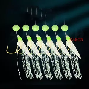 Giàn khoan Sabiki câu cá DARON|Lông Vũ Móc Câu Dạ Quang Với Xoay Snap Bass 6 Mồi Câu Cá Treble
