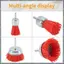 Bộ 5 Bàn Chải Dây Mài Mòn Dây Nylon Bộ Bàn Chải Bánh Xe & Cốc Với Chân Khoan 1 / 4Inch, Bộ Nylon, Màu Đỏ Dễ Sử Dụng