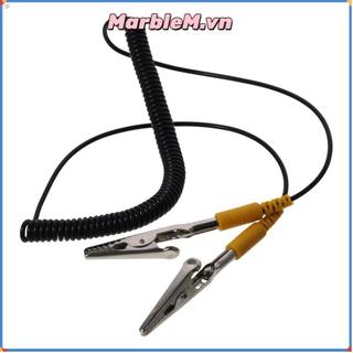 Dây cuộn MARBLEM, Cáp nối đất ESD chống tĩnh điện 2mm 180cm / 71 ", Polyurethane PU, Màu đen kim loại với móng vuốt kẹp cá sấu đôi