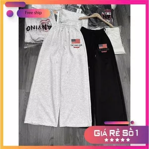 Quần dài ống rộng vải nỉ lì cho nữ, mặc 2 kiểu, phong cách thời trang trẻ trung-46rfgsactg
