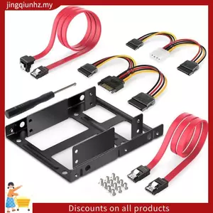 Bộ gắn kim loại SSD gắn ngoài 2 Bay 2,5 đến 3,5 Inch Giá đỡ bộ chuyển đổi ổ cứng với cáp nguồn dữ liệu SATA & vít