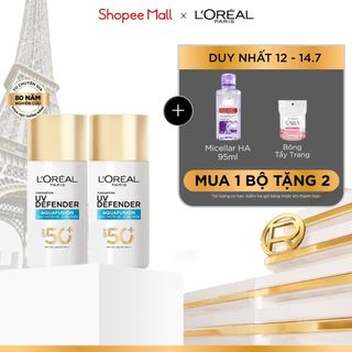 Bộ đôi chống nắng phổ rộng water gel mỏng tan như nước, nhẹ mướt thoáng da UV Defender Aquafusion SPF 50+ PA++++