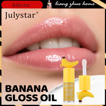 Julystar Clear Glossy Lip Glow Oil Dưỡng Ẩm Sâu Sửa Chữa Plumper Làm Mềm Môi Khô Cho Môi Lớp Môi Hàng Ngày Sinh Viên Trang Điểm Dự Tiệc Thiết Kế Chuối Dễ Thương Dầu Bán Buôn Hàng Có Sẵn