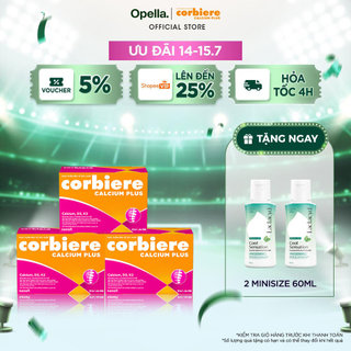 Bộ 3 Thực phẩm bảo vệ sức khỏe Corbiere Calcium Plus Mới - Canxi hữu cơ + D3 + K2