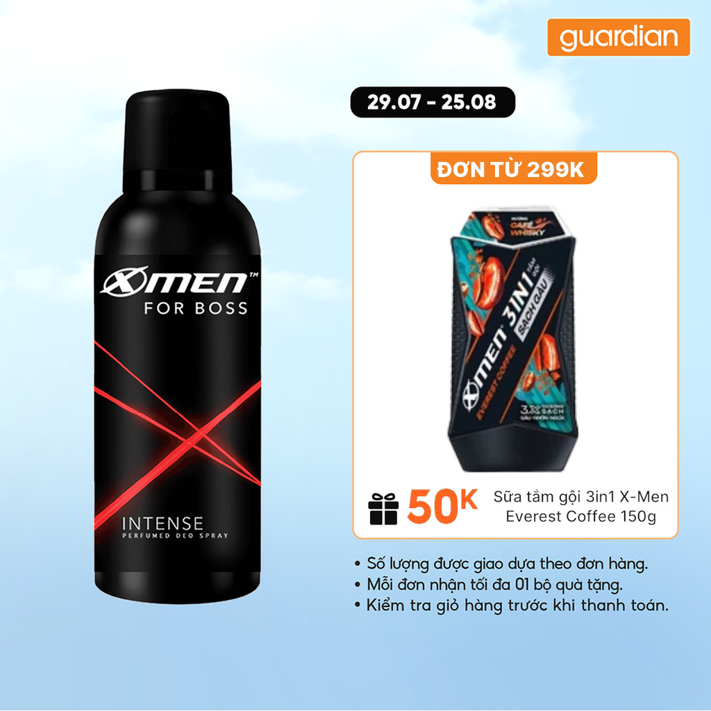 Xịt Khử Mùi X-Men For Boss Intense Perfumed Deo Spray Hương Trầm Nội Lực 150Ml