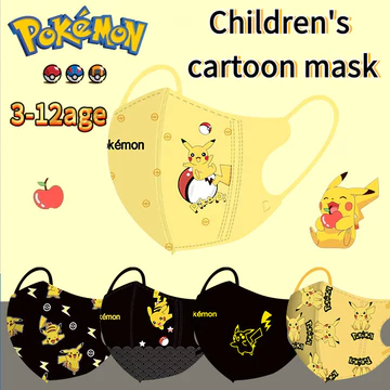 ⭐ Mặt nạ trẻ em 3D Mặt nạ hoạt hình dành cho bé trai Pikachu Mặt nạ hoạt hình dành cho trẻ em nạ nạ trẻ em Màu sắc hỗn hợp Học sinh nạ nạ 3-12 tuổi