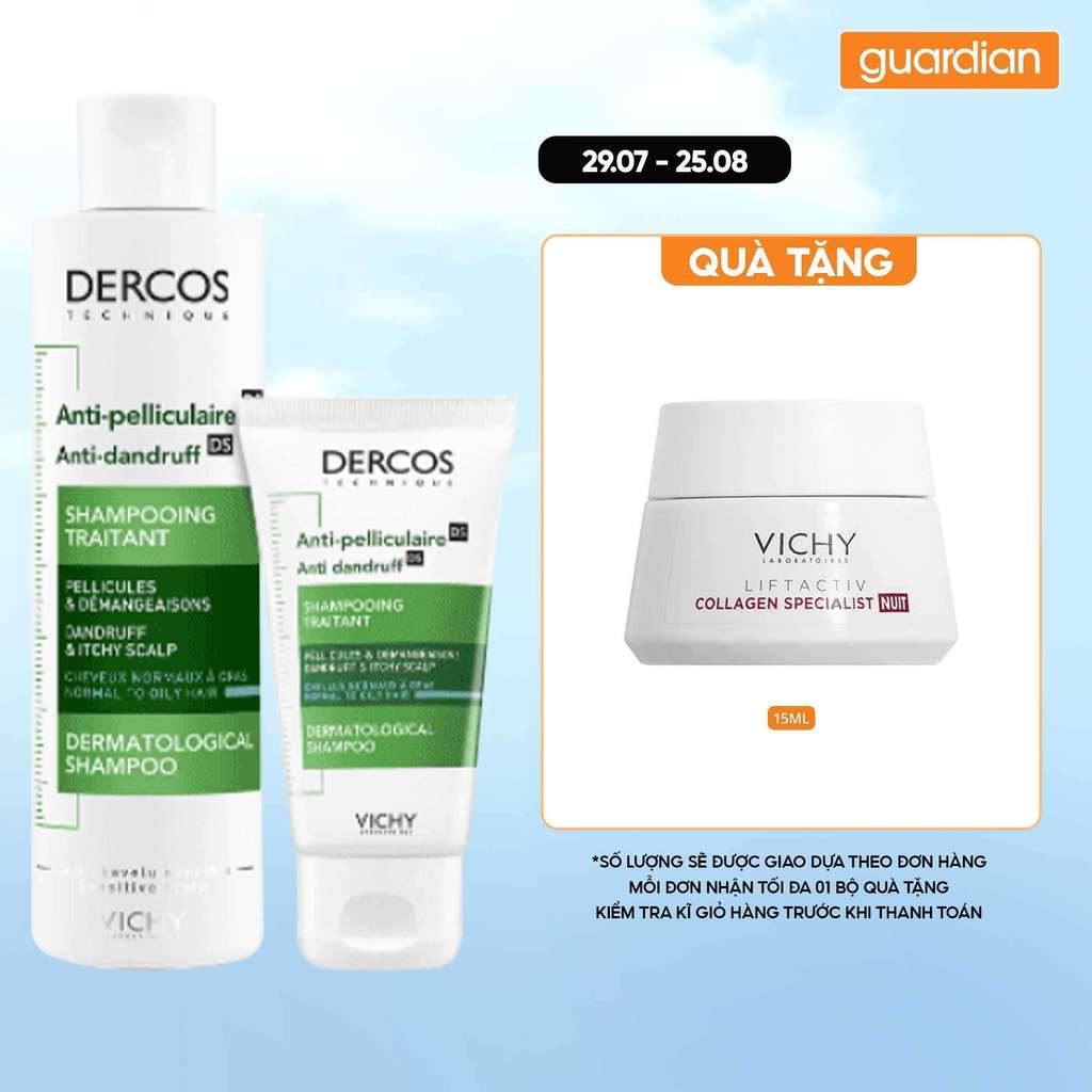 Bộ Sản Phẩm Dầu Gội Vichy Dercos Anti Dandruff Sạch 100% Gàu Sau Một Lần 200Ml + Tuýp 50Ml