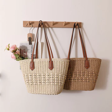 Women's Korean-Style Woven Straw Bag – Large, for Work