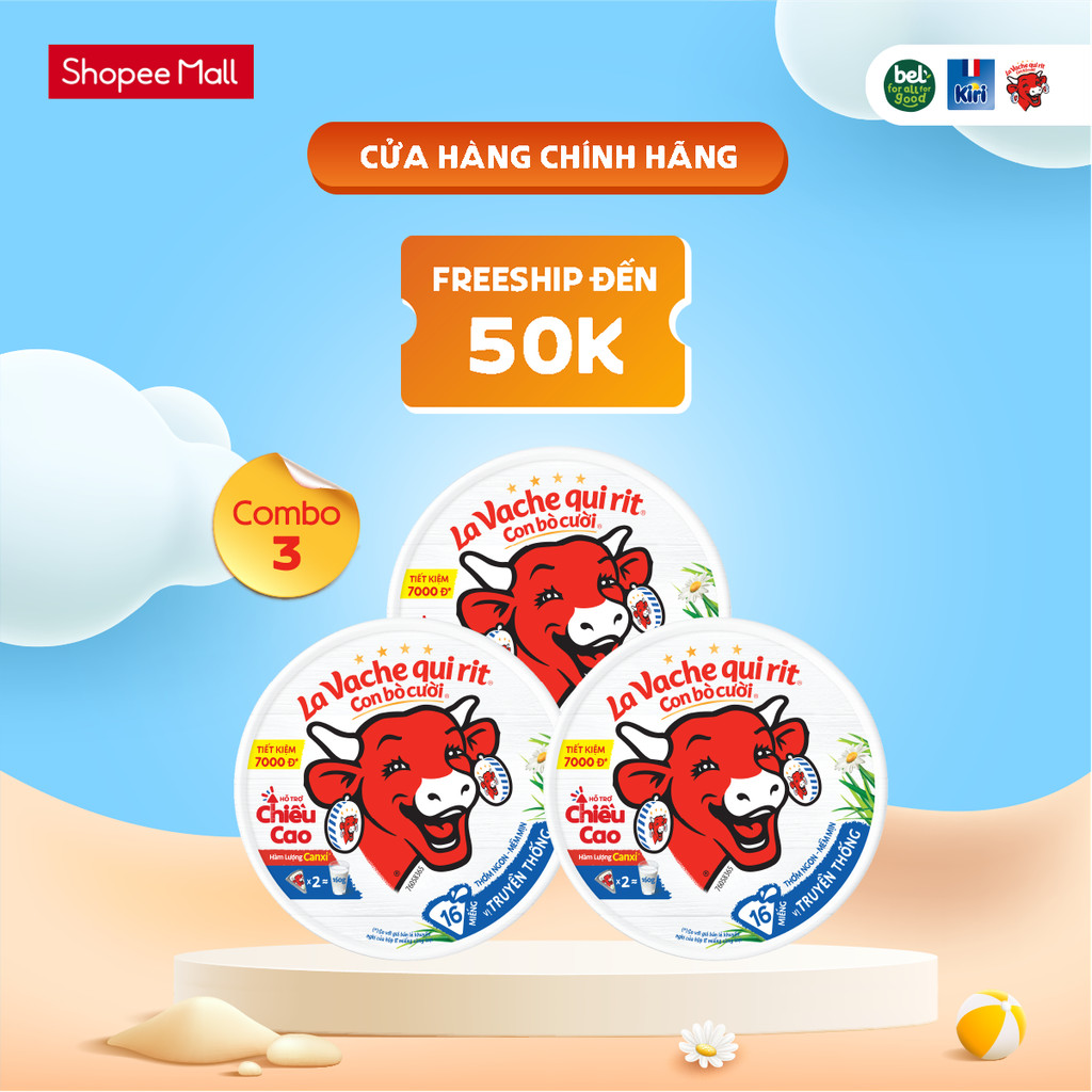 Combo 3 Phô mai Con Bò Cười – 16 miếng (224G) – La Vache qui rit