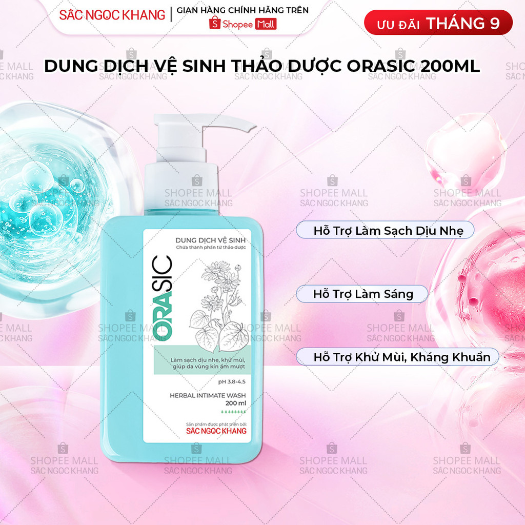Dung dịch vệ sinh phụ nữ ORASIC Sắc Ngọc Khang_Tinh chất lá trầu không 200ml