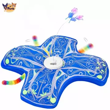 Perfk Đồ chơi mèo tương tác trong nhà Đồ chơi chơi mèo hình cánh hoa nhỏ gọn Đồ chơi chơi rảnh tay không cần tay có động cơ cho mèo tò mò, góc thú cưng