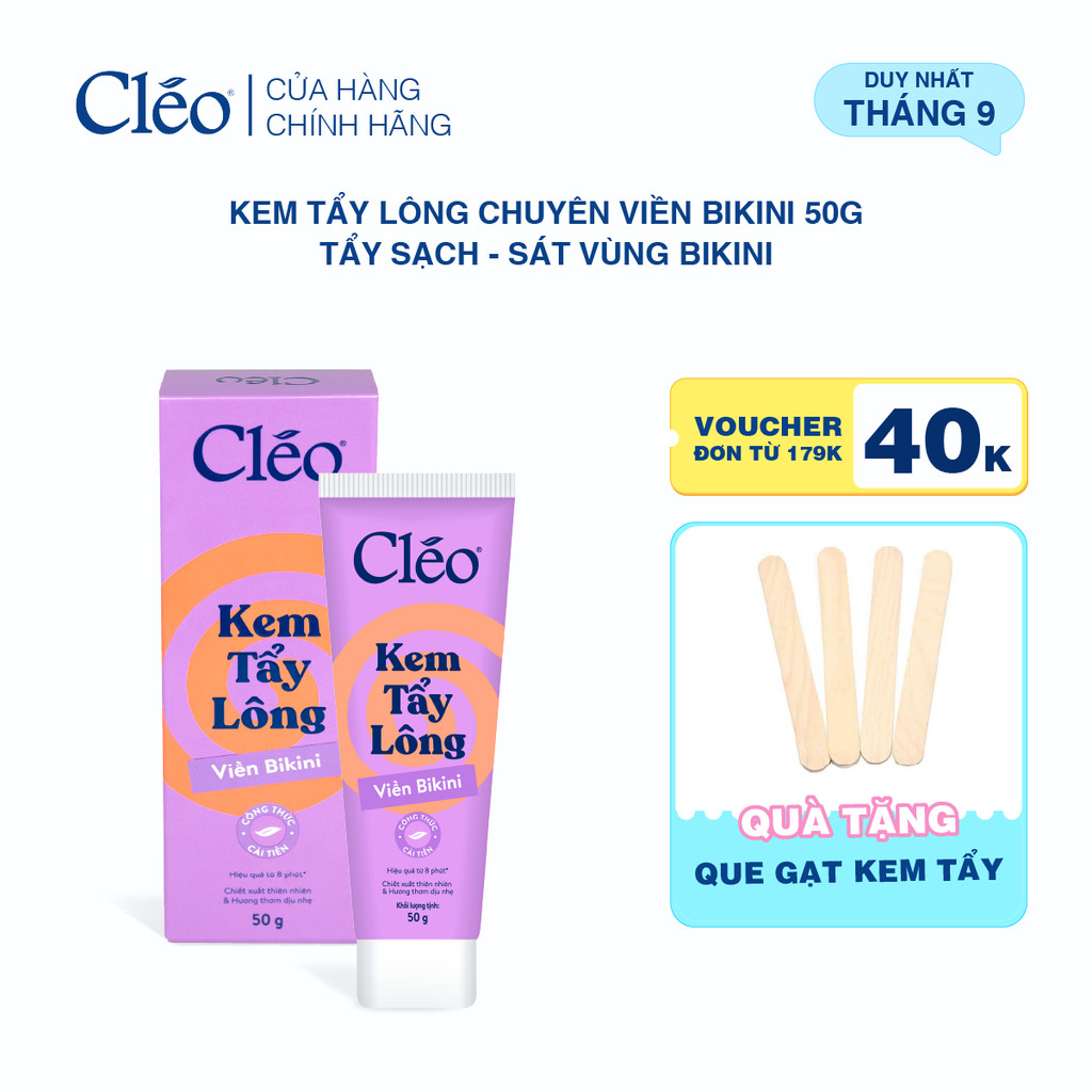 Kem Tẩy Lông Bikini, Chuyên Tẩy Lông Vùng Nhạy Cảm Cho Nữ & Nam Cleo, Tẩy Lông Sạch Sát, Không Kích Ứng 50g