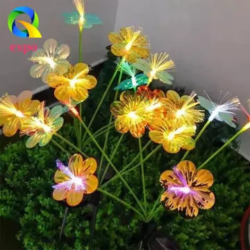 EXPO LIMIT Đèn LED năng lượng mặt trời ngoài trời, Đèn hoa sợi quang năng lượng mặt trời 6 / 8 đầu thực tế, Đèn đường năng lượng mặt trời Màu chống nước gắn trên mặt đất Đèn sân vườn năng lượng mặt tr