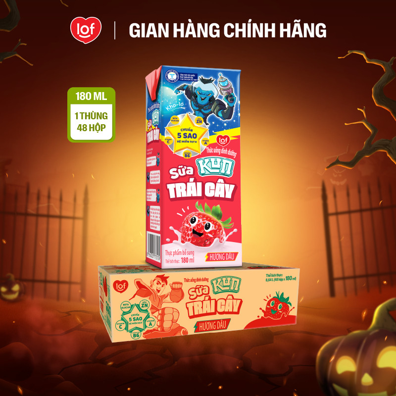 Sữa trái cây KUN vị dâu thùng 48 hộp x 180ml