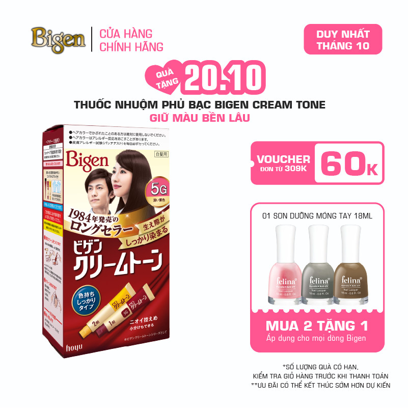 Thuốc Nhuộm Tóc Phủ Bạc Tại Nhà Bigen Cream Tone - Phủ Bạc Nội Địa Nhật Giữ Màu Bền Lâu 80ml