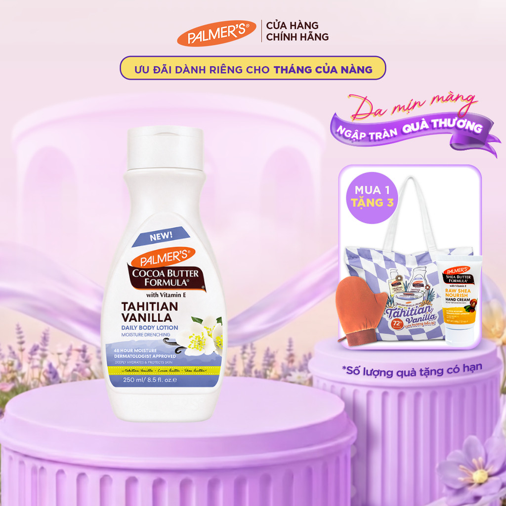 [Mới] Sữa Dưỡng Thể Toàn Thân Palmer's Tahitian Vanilla Lotion 250ml/ 400ml - Thấm Nhanh, Dưỡng Ẩm 48h & Mềm Mịn Da
