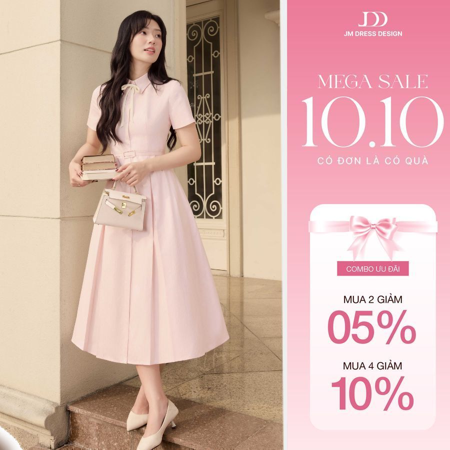 Đầm Cổ Đức Xếp Ly Dài 1S18.2603. Đầm Sơ Mi Nữ Dáng Dài Thanh Lịch, Váy Dài Dáng A Công Sở Xếp Ly Dáng Dài Nữ Tính By JM