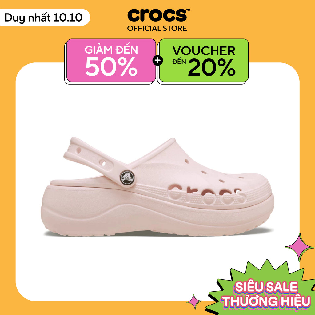 Giày Clog Nữ Crocs Baya Platform - Barely Pink - 208186-6PI