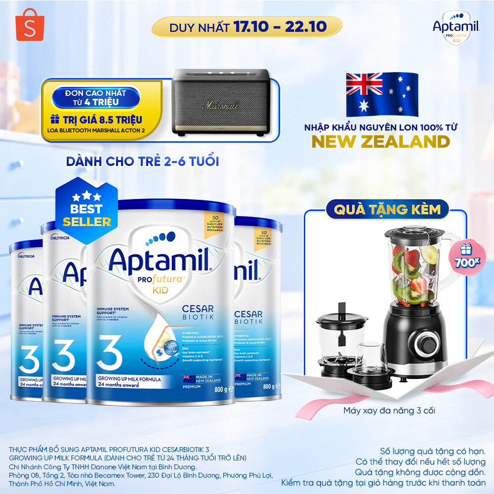 [MUA KÈM DEAL SỐC] CB4 Sữa bột Aptamil Kid Cesarbiotik New Zealand số 3 - Synbiotic đặc chế