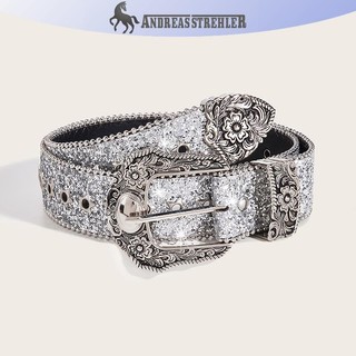 Thắt lưng kim cương giả Gothic dành cho nữ - Dây thắt lưng bằng da PU phong cách phương Tây & Y2K